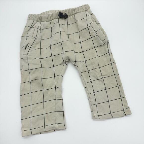 ZARA Baby Grid Pattern Harem Drawstring Sweatpants - Unisex - Size 12-18mos - Picture 1 of 12